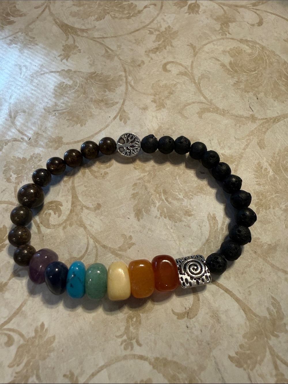 Multicolor Bead Chakra Stretch Bracelet - Unbranded